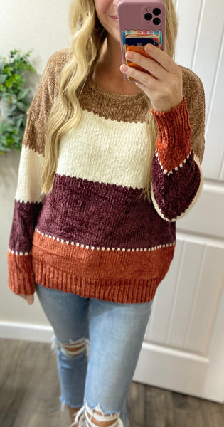 Fall Rust Colorblock Sweater