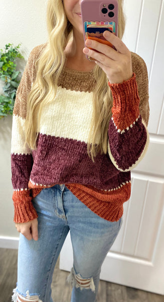 Fall Rust Colorblock Sweater