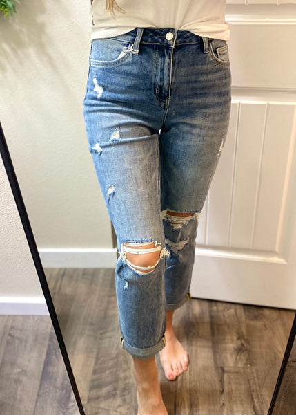 Vervet Distressed Stretch Boyfriend Denim