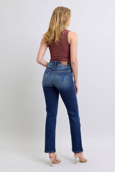 Judy Blue Dark Washed Straight Leg Thermal Jeans