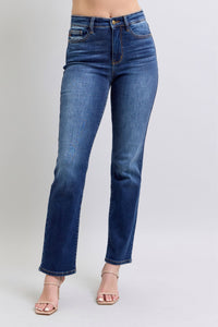 Judy Blue Dark Washed Straight Leg Thermal Jeans