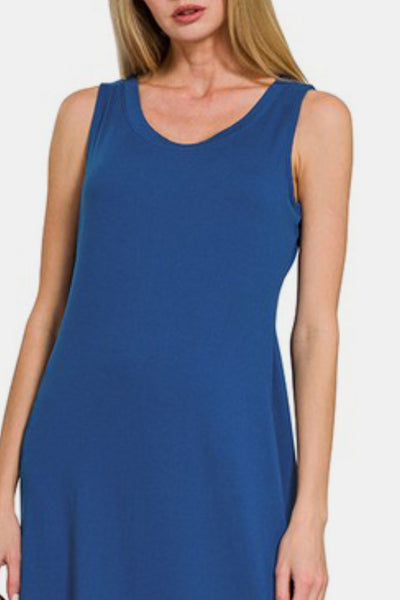 Scoop Neck Wide Strap Tank Dress