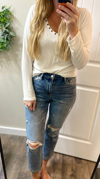 Vervet Distressed Stretch Boyfriend Denim