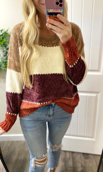 Fall Rust Colorblock Sweater