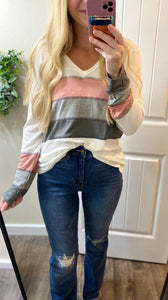 Mauve/Grey Striped Top