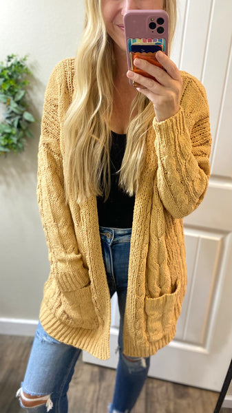 Honey Plush Cable-knit Cardigan