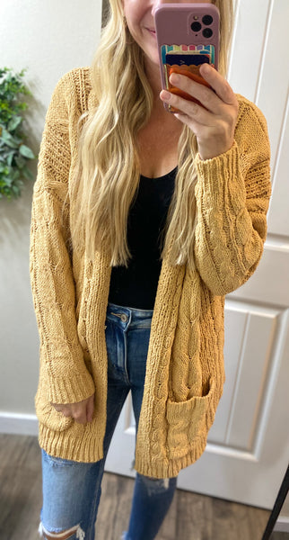 Honey Plush Cable-knit Cardigan