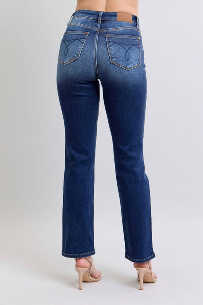 Judy Blue Dark Washed Straight Leg Thermal Jeans