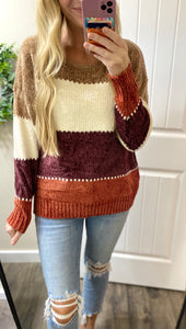 Fall Rust Colorblock Sweater