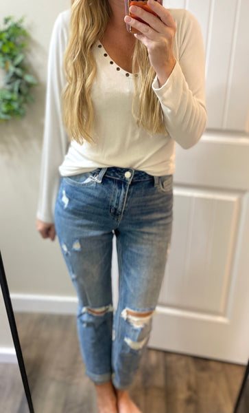 Vervet Distressed Stretch Boyfriend Denim