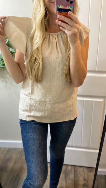 Woven Flutter Cap Sleeve Top