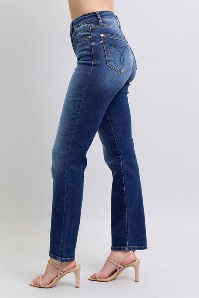 Judy Blue Dark Washed Straight Leg Thermal Jeans