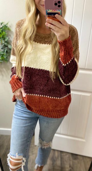 Fall Rust Colorblock Sweater