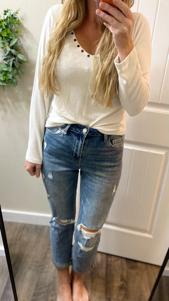 Vervet Distressed Stretch Boyfriend Denim