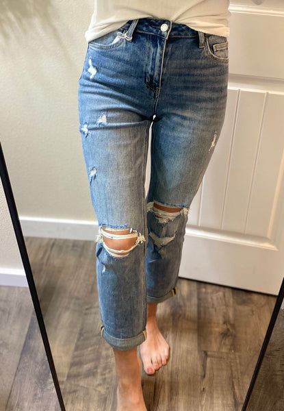 Vervet Distressed Stretch Boyfriend Denim