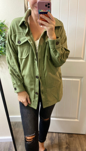 Olive Fleece Shacket