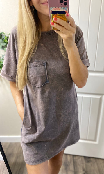 Mineral Wash Pocket T-Shirt Dress