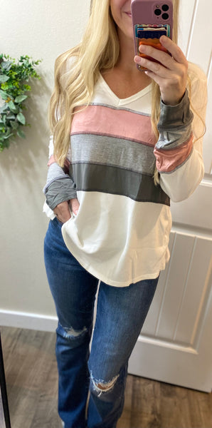 Mauve/Grey Striped Top