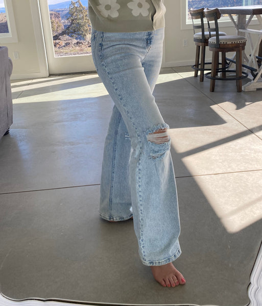 Wide Leg Premium Denim Distressed or Non-distressed