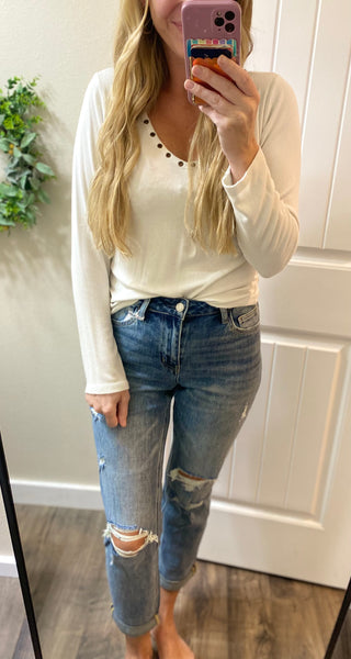 Vervet Distressed Stretch Boyfriend Denim