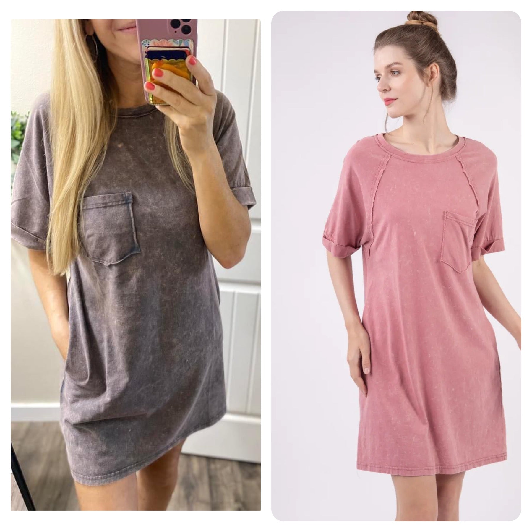 Mineral Wash Pocket T-Shirt Dress