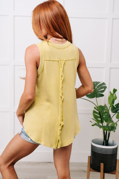 Terry Round Neck Tank in Lime