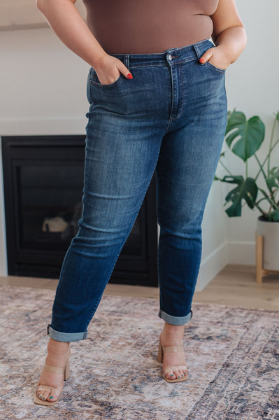 Judy Blue Mid Rise Cuffed Slim Fit Denim