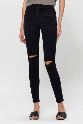 Vervet Black Soft Distressed Knee Denim