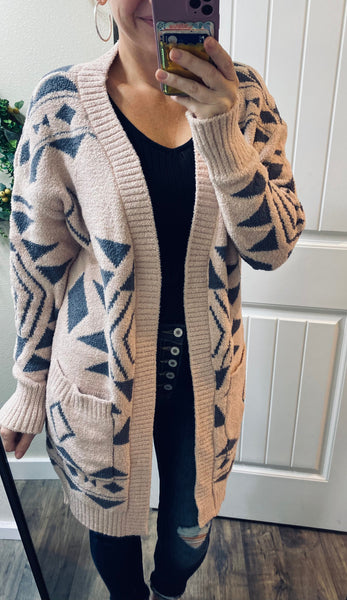 Blush Aztec Cardigan