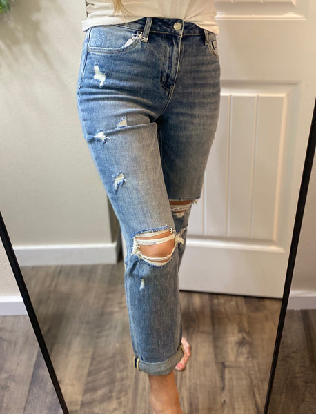 Vervet Distressed Stretch Boyfriend Denim