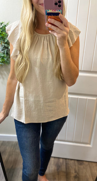 Woven Flutter Cap Sleeve Top