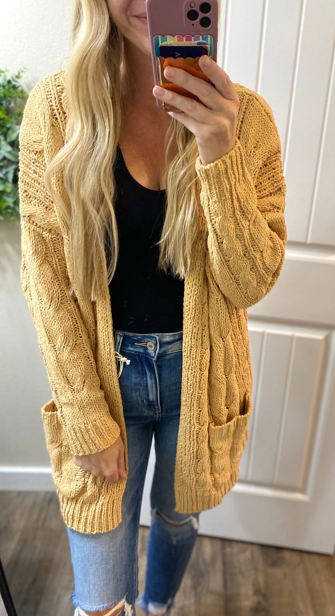 Honey Plush Cable-knit Cardigan