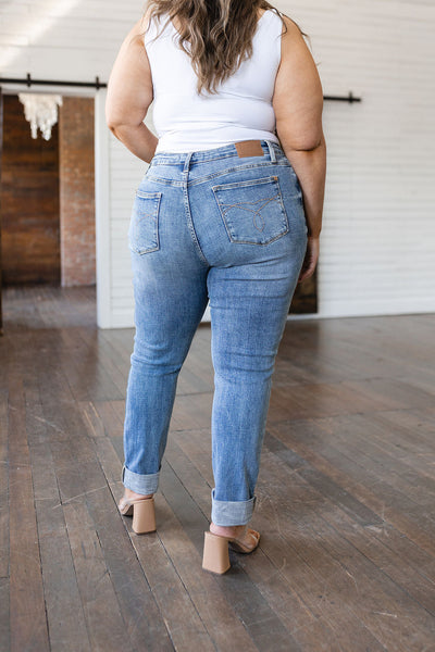 Judy Blue Midwash Mid Rise Distressed Boyfriend Jeans