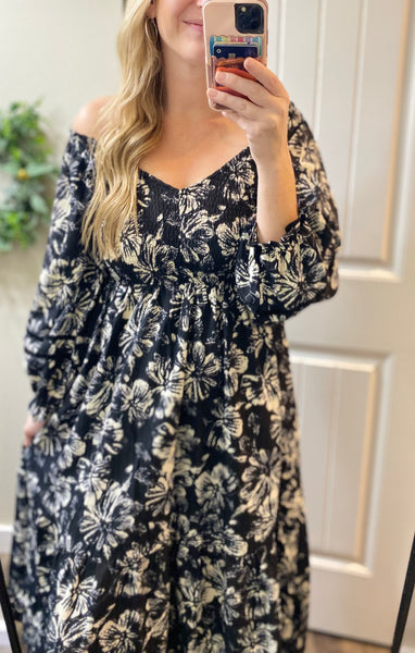 Ruffle Hem Floral V-Neck Dress