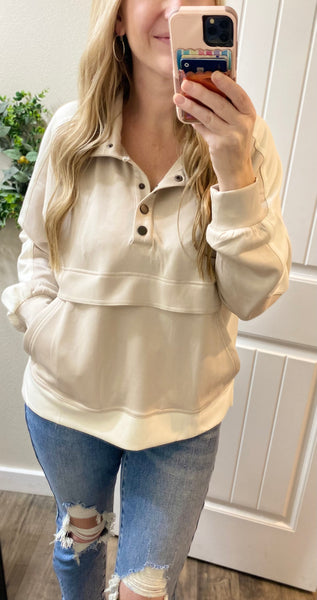 Cloud Taupe Snap Button Pullover