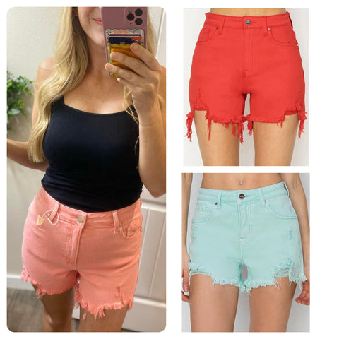 Risen Colored Distressed Shorts