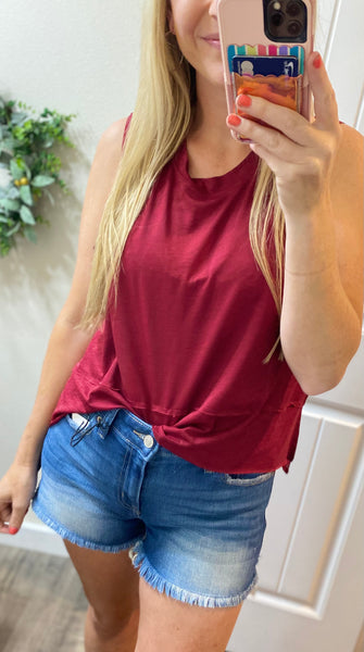 The Shark Bite Side Slit Sleeveless Top