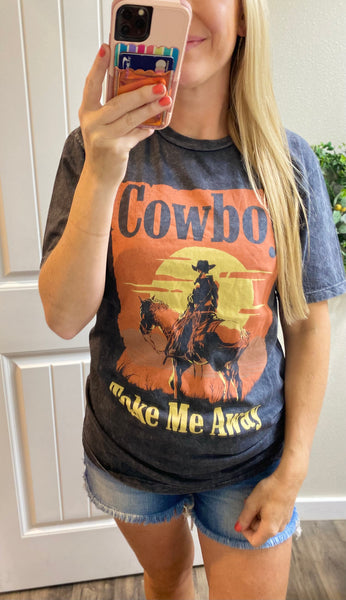 Mineral Wash Black Cowboy Graphic Tee