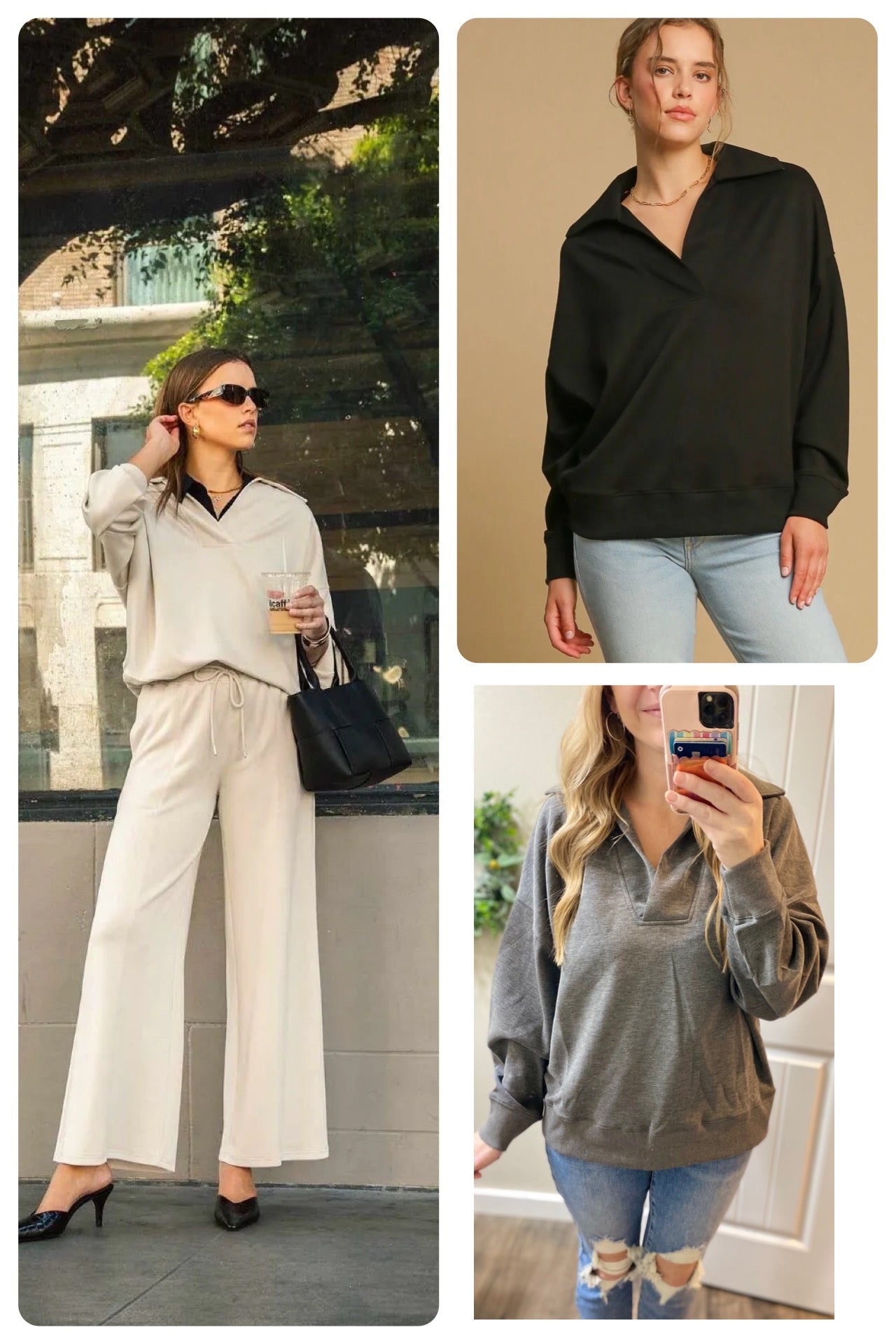 Collared Drop Shoulder Pullover