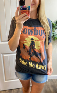 Mineral Wash Black Cowboy Graphic Tee