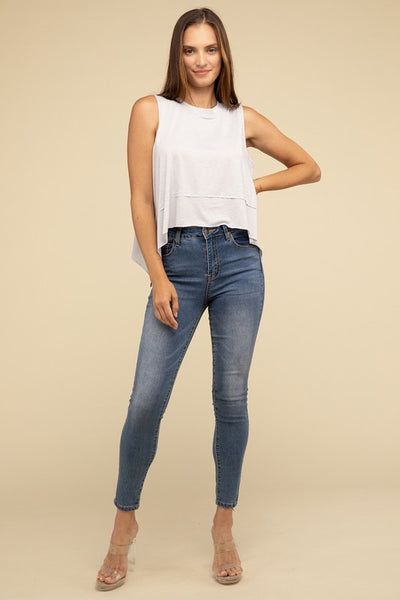 The Shark Bite Side Slit Sleeveless Top