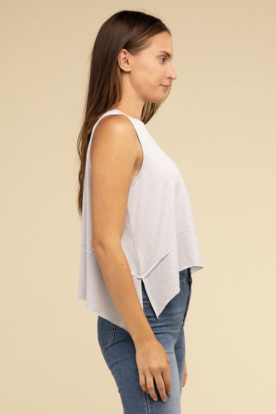 The Shark Bite Side Slit Sleeveless Top