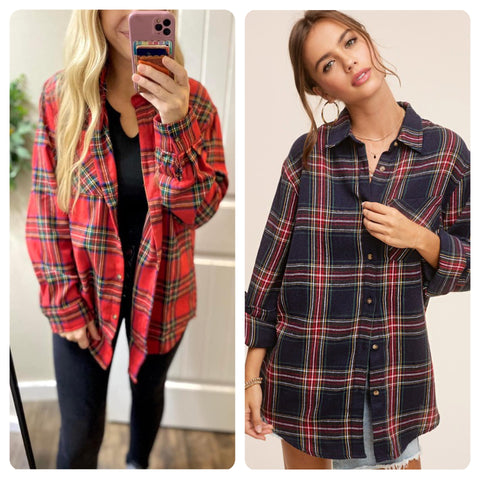 Oversized Plaid Button Up