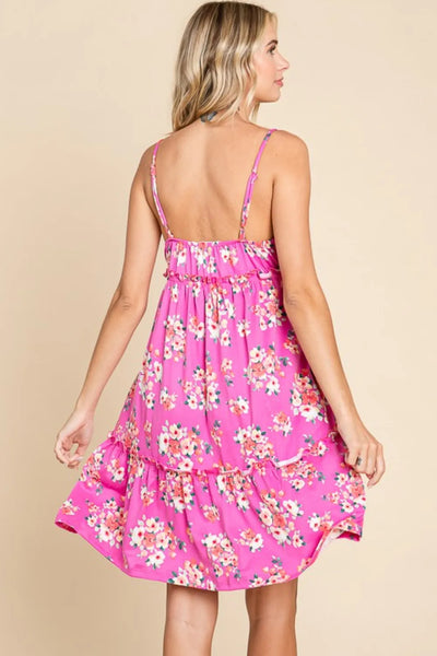 Pink Floral Frill Dress