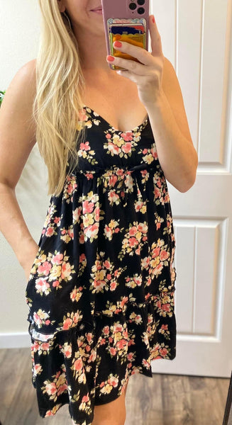 Pink Floral Frill Dress