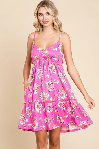Pink Floral Frill Dress