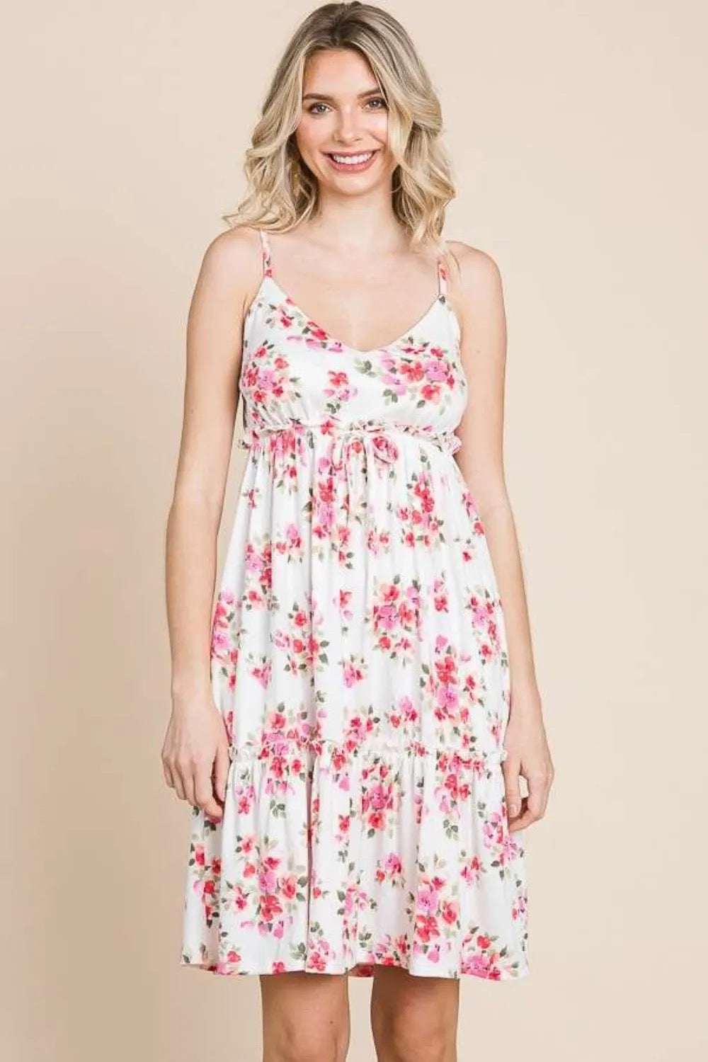 White Floral Frill Dress