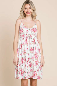 White Floral Frill Dress