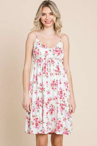 White Floral Frill Dress
