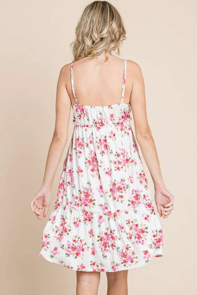 White Floral Frill Dress